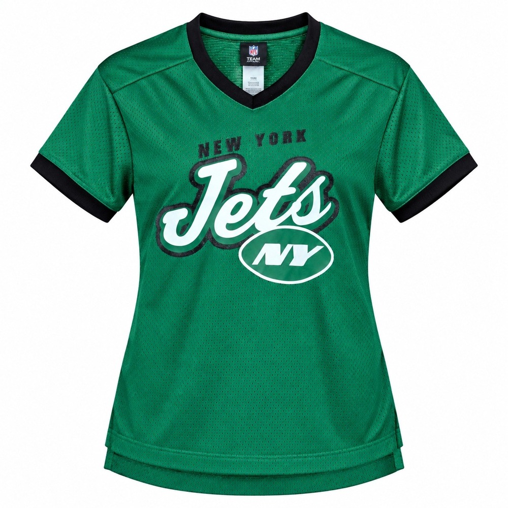 NFL Team Apparel New York Jets Green Mesh V-Neck Jersey Girls Small 3/5 NWT